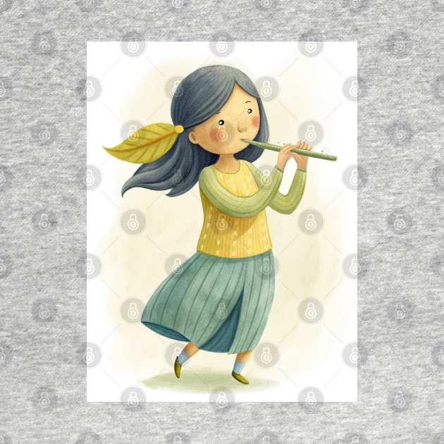 Flute Playing cute girl by osmansargin